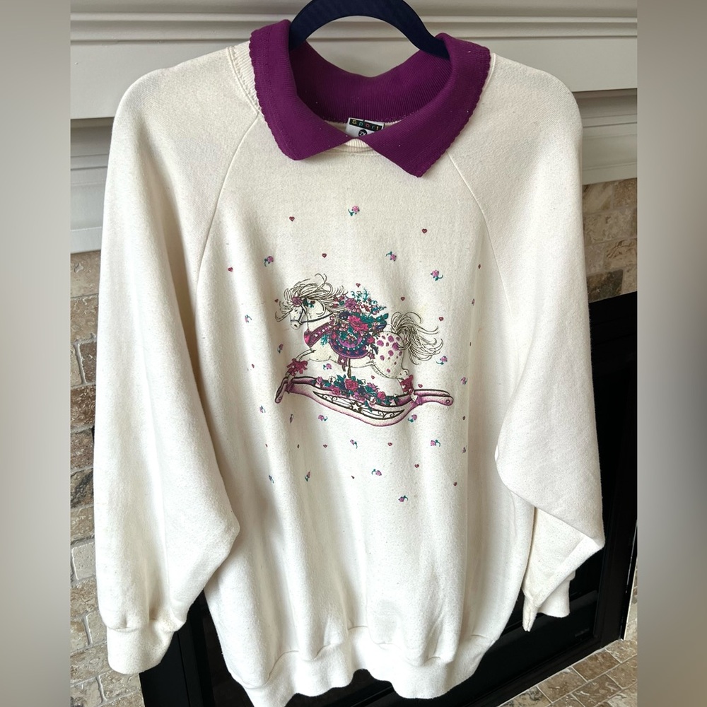 1980s Gopher Sport 2X Rocking Horse with collar Sweatshirt Pullover